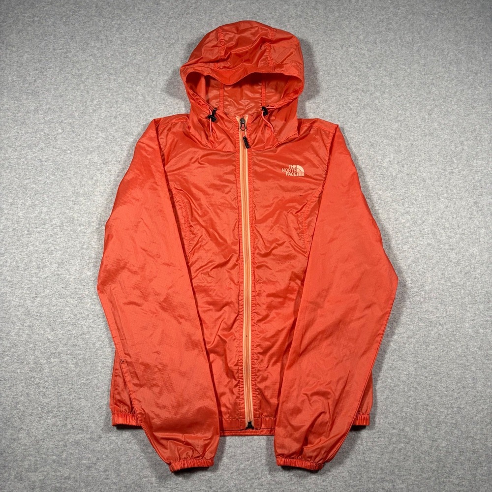 The North Face Cyclone Windbreaker Jacket Womens XS Orange Full Zip Hooded